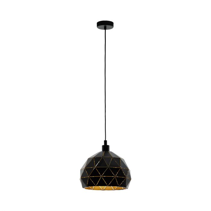 Black Steel ROCCAFORTE 41N Pendant Light with Gold Interior