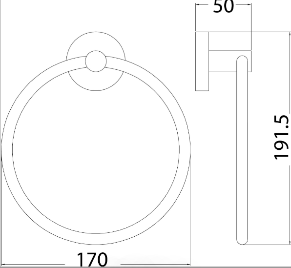 Matte Black Round Otus Towel Ring with 7-Year Warranty