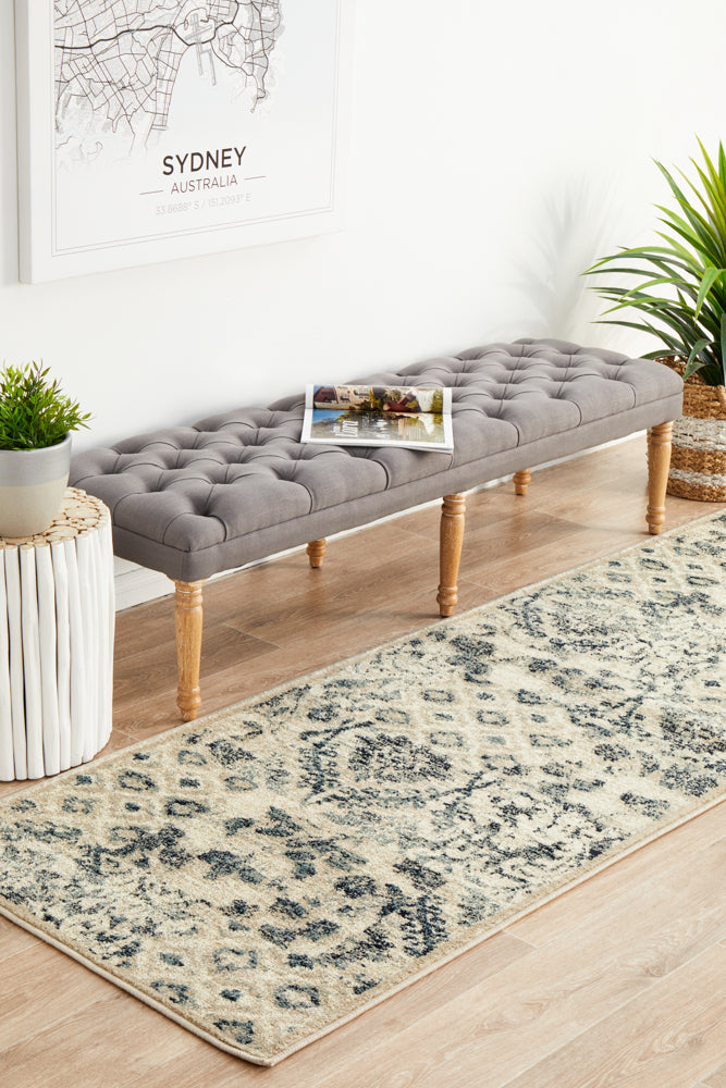 Amazing Oxford Blue Runner Rug with Captivating Traditional Design