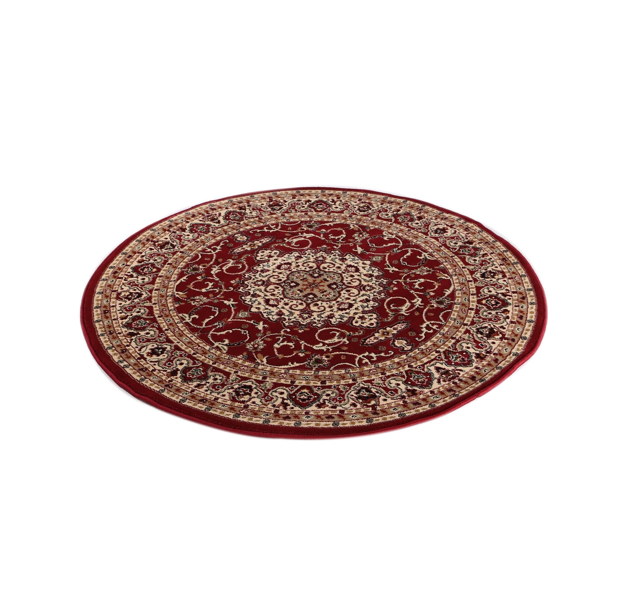 Exclusive Red Bordered Traditional Flower Rug - Washable & Durable