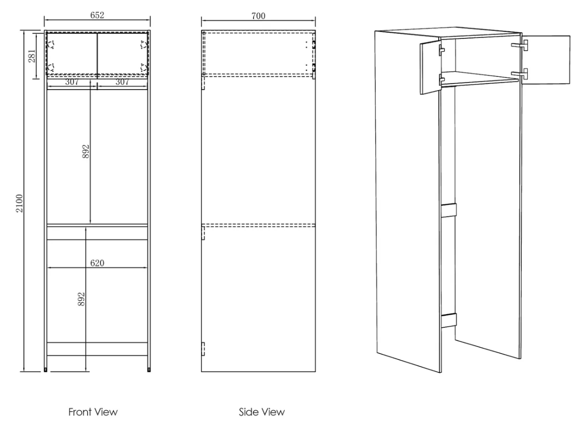 Hot Sale! Byron Black Oak Style C Laundry Cabinet Set (1960x600x2100)