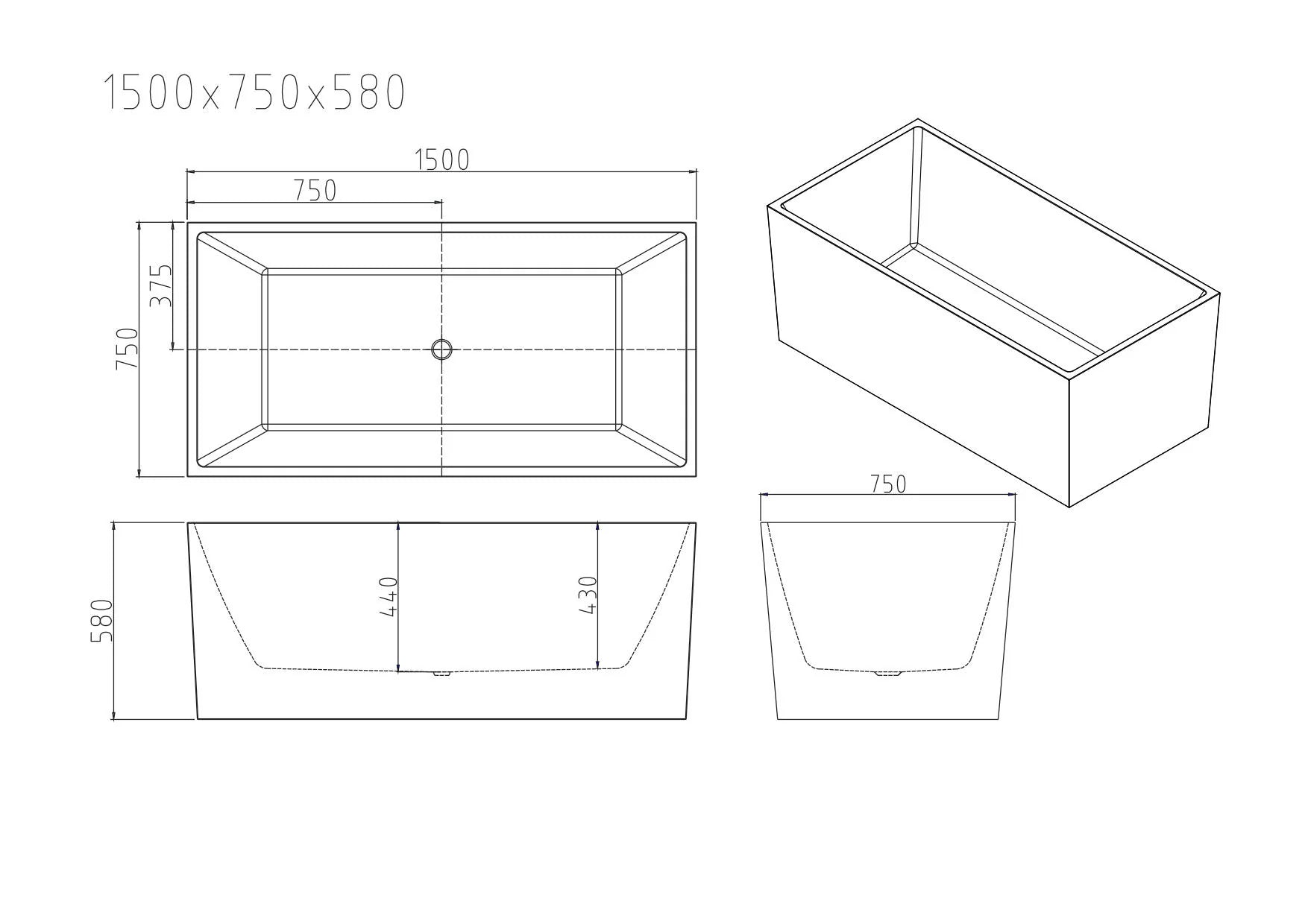 Special Offer! ORTA Freestanding Gloss White Bathtub in 1300/1400/1500/1700mm Sizes