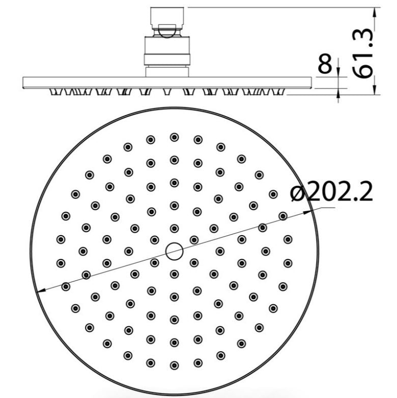 200mm Brushed Nickel Cora Overhead Shower - Great Deal!