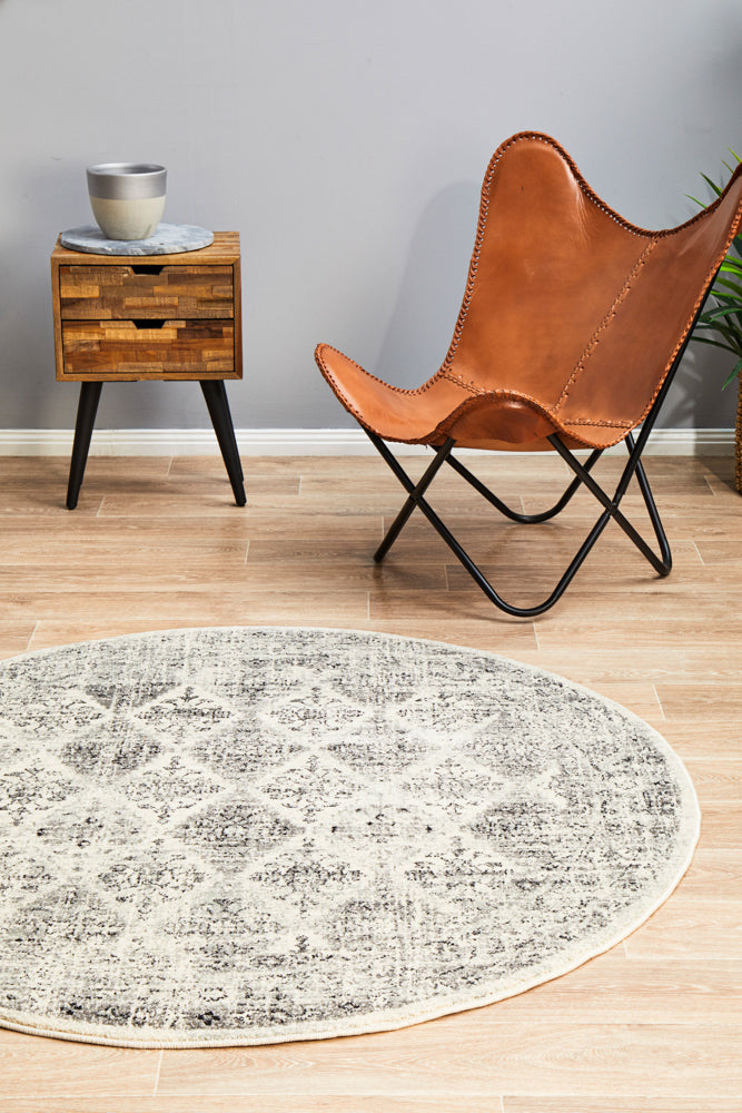 Stylish Century 999 Grey Round Polypropylene Rug for Modern Decor