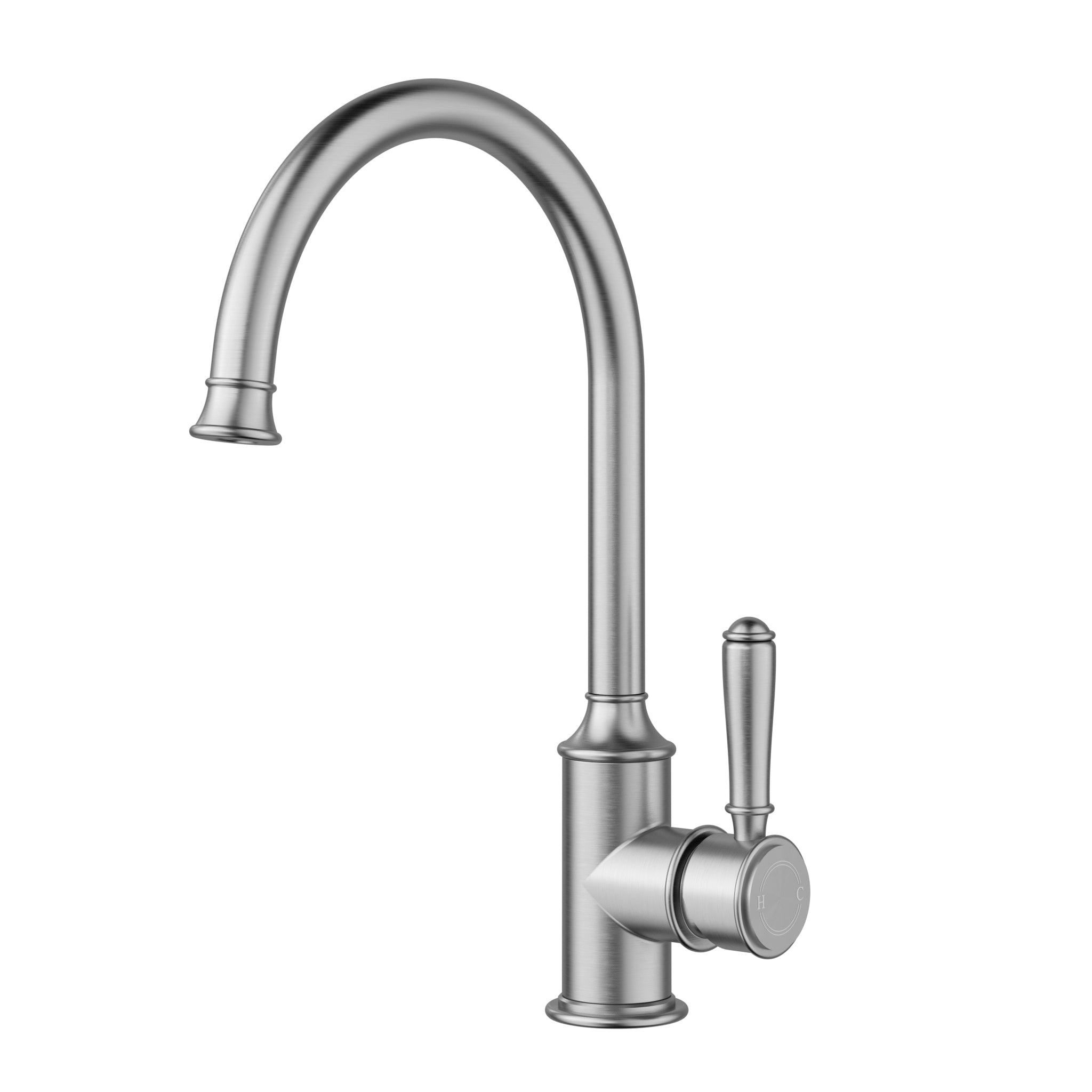 Brushed Nickel Clasico Style Gooseneck Sink Mixer with Premium Features