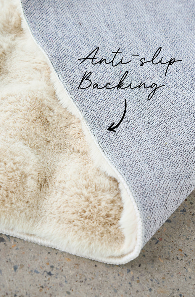 Machine-Washable Bubble Natural Round Rug: Luxury and Whimsy Combined