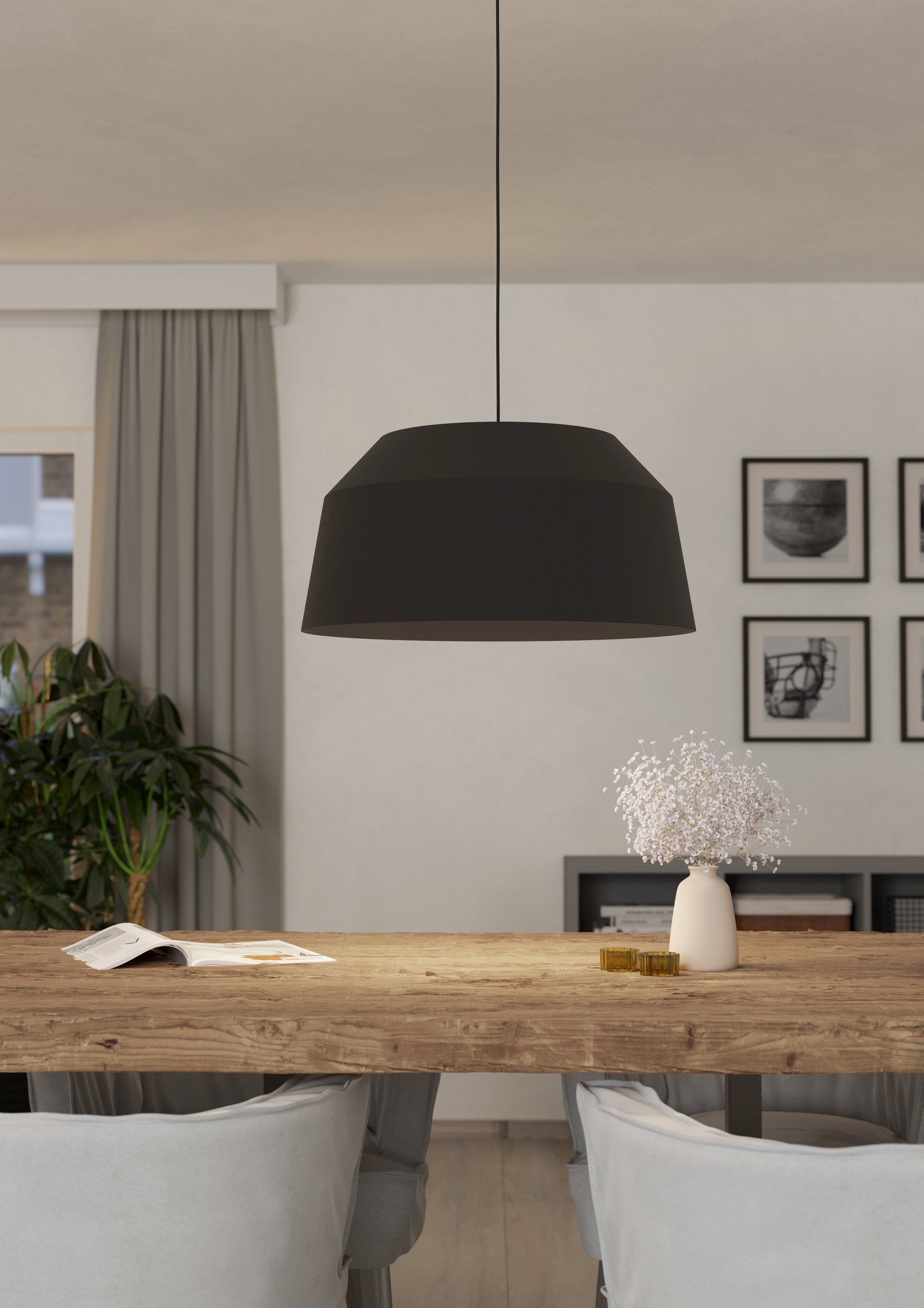 Minimalistic Black Steel CONTRISA Pendant Light for Modern Interiors