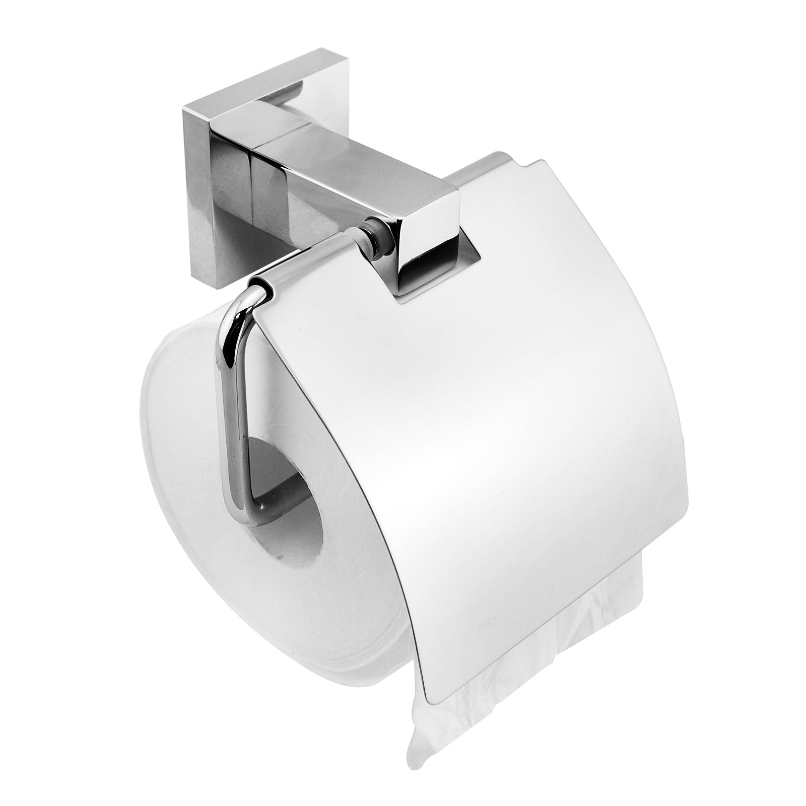 Stainless Steel Chrome-Plated Toilet Paper Roll Holder with Stylish Cover