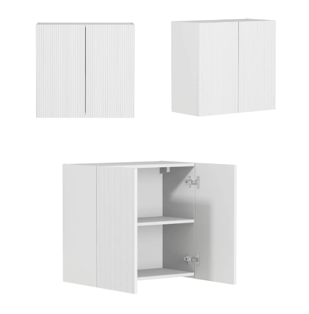 BURLEIGH White Laundry Cabinet Set with Stone Top (Style A) - 1960x600x2100mm