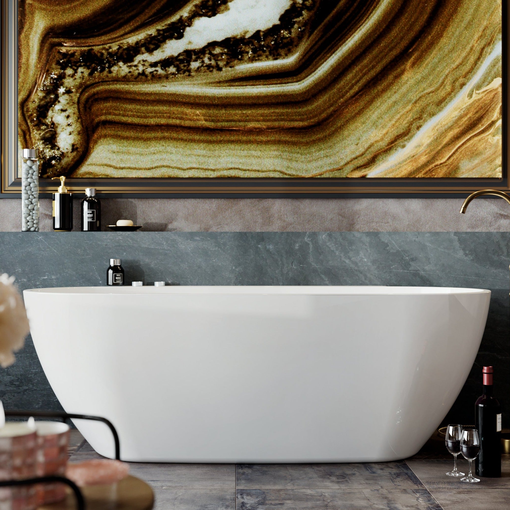 PALERMO High - Quality Freestanding Non - overflow Bathtub Available in 1650mm and 1750mm Sizes