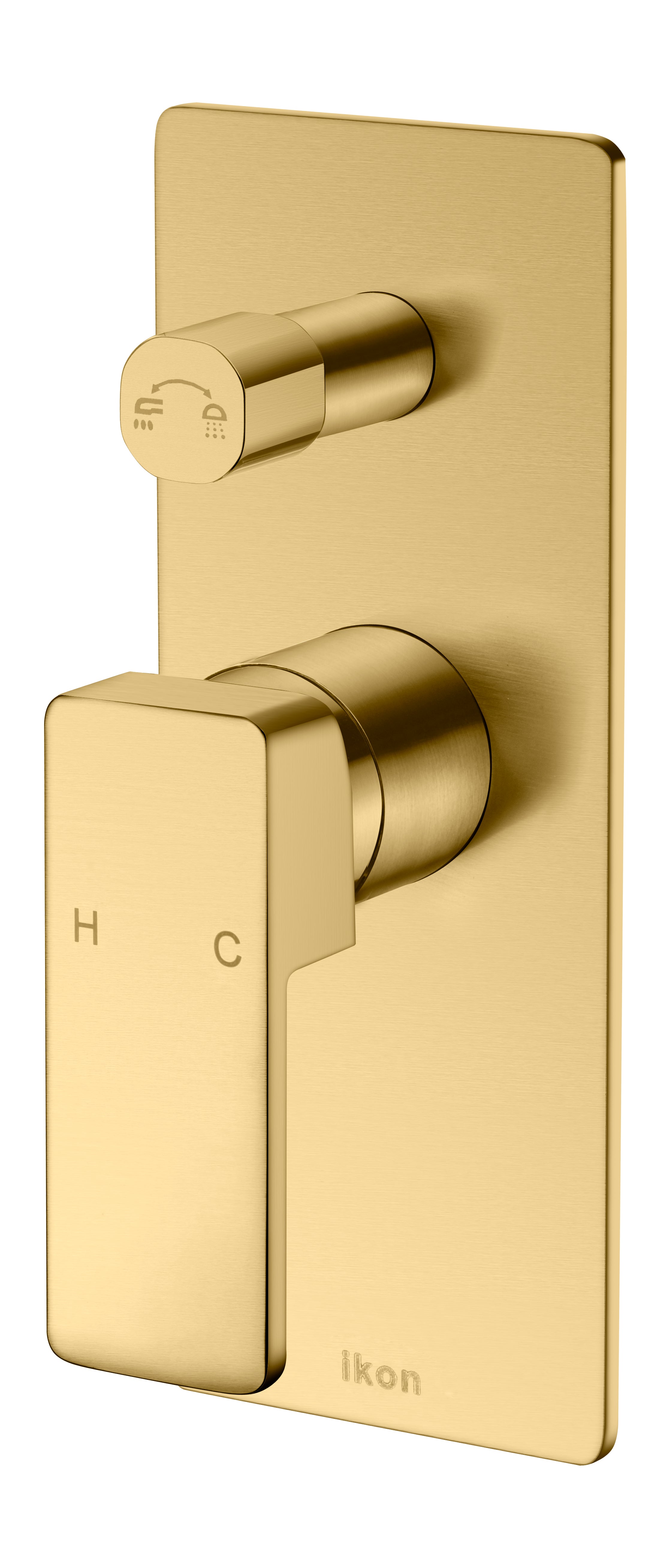 Hot Deal! Brushed Gold Ceram Wall Mixer with Diverter