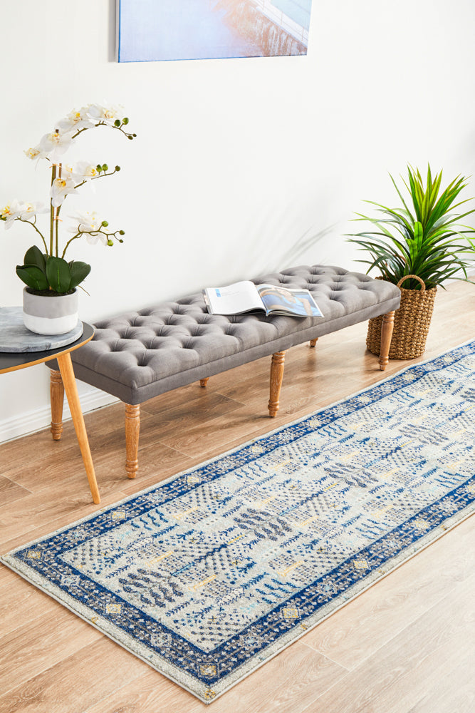 Century 988 Blue Runner Rug - Power Loomed Polypropylene Rug for Every Room