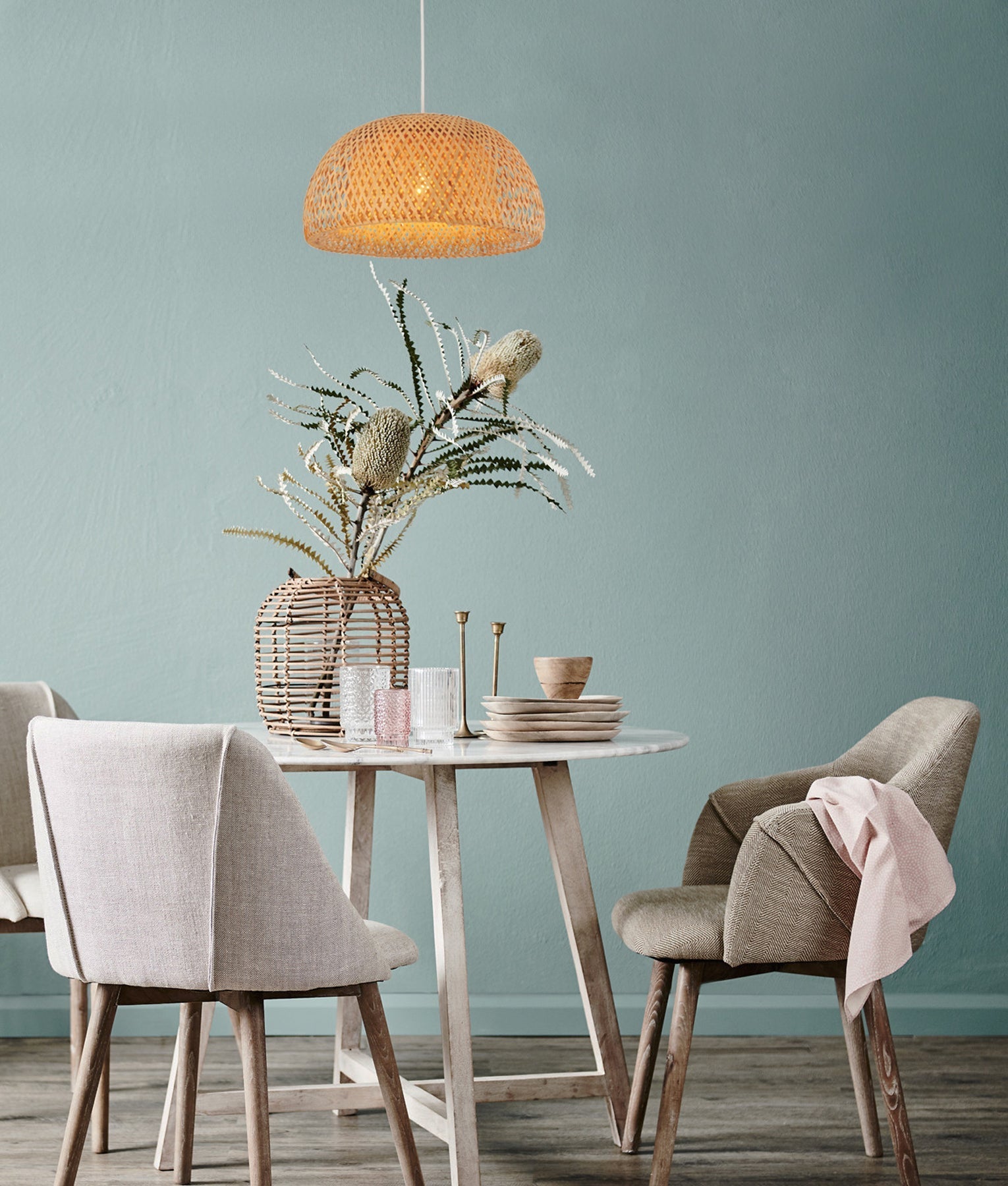 Bohemian-Style Interior Pendant Light with Natural Bamboo Finish