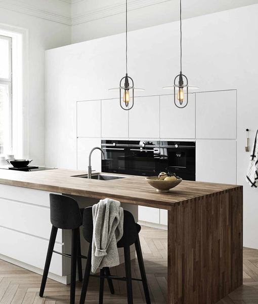 Stylish Oblong Iron and Glass Interior Single Pendant Lights