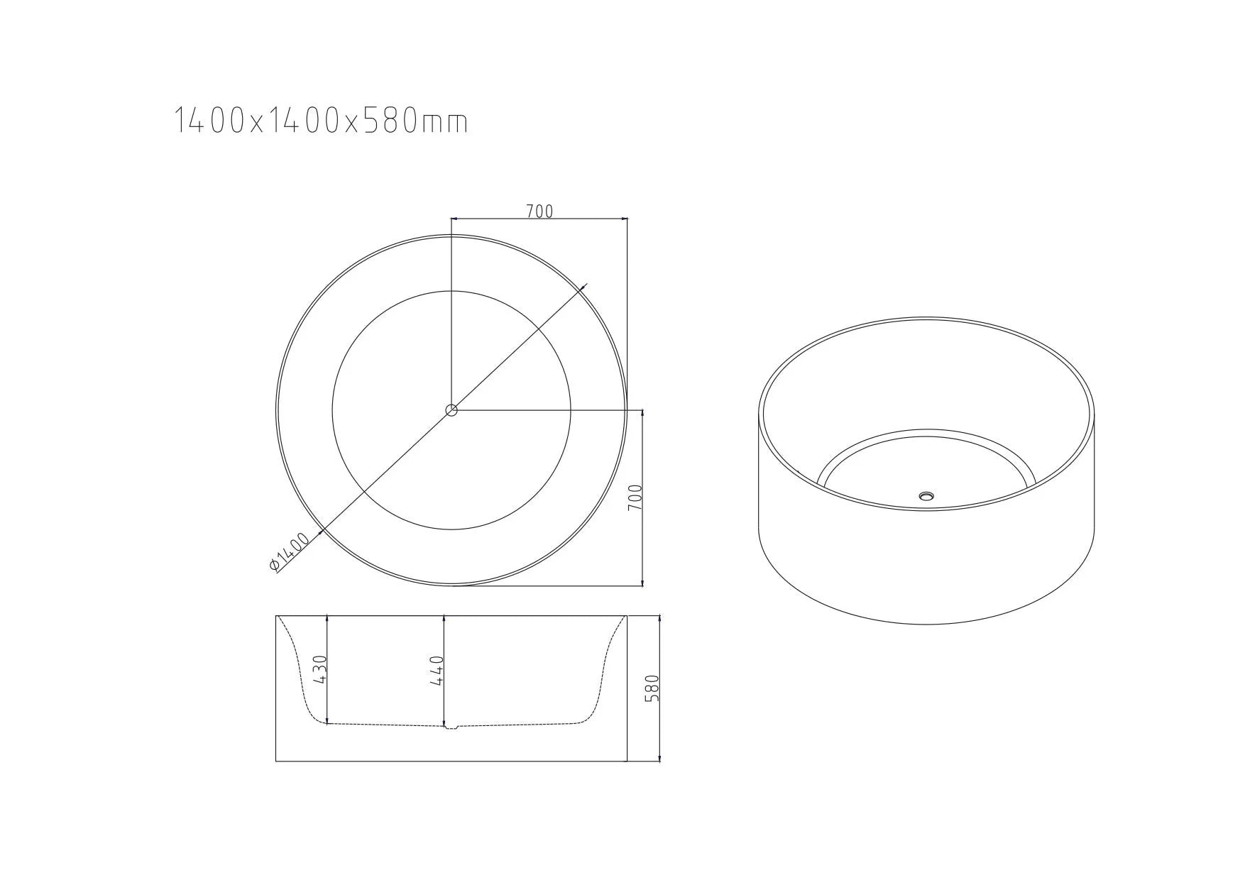 COLE 1500mm Matte White Freestanding Bathtub with Elegant Design