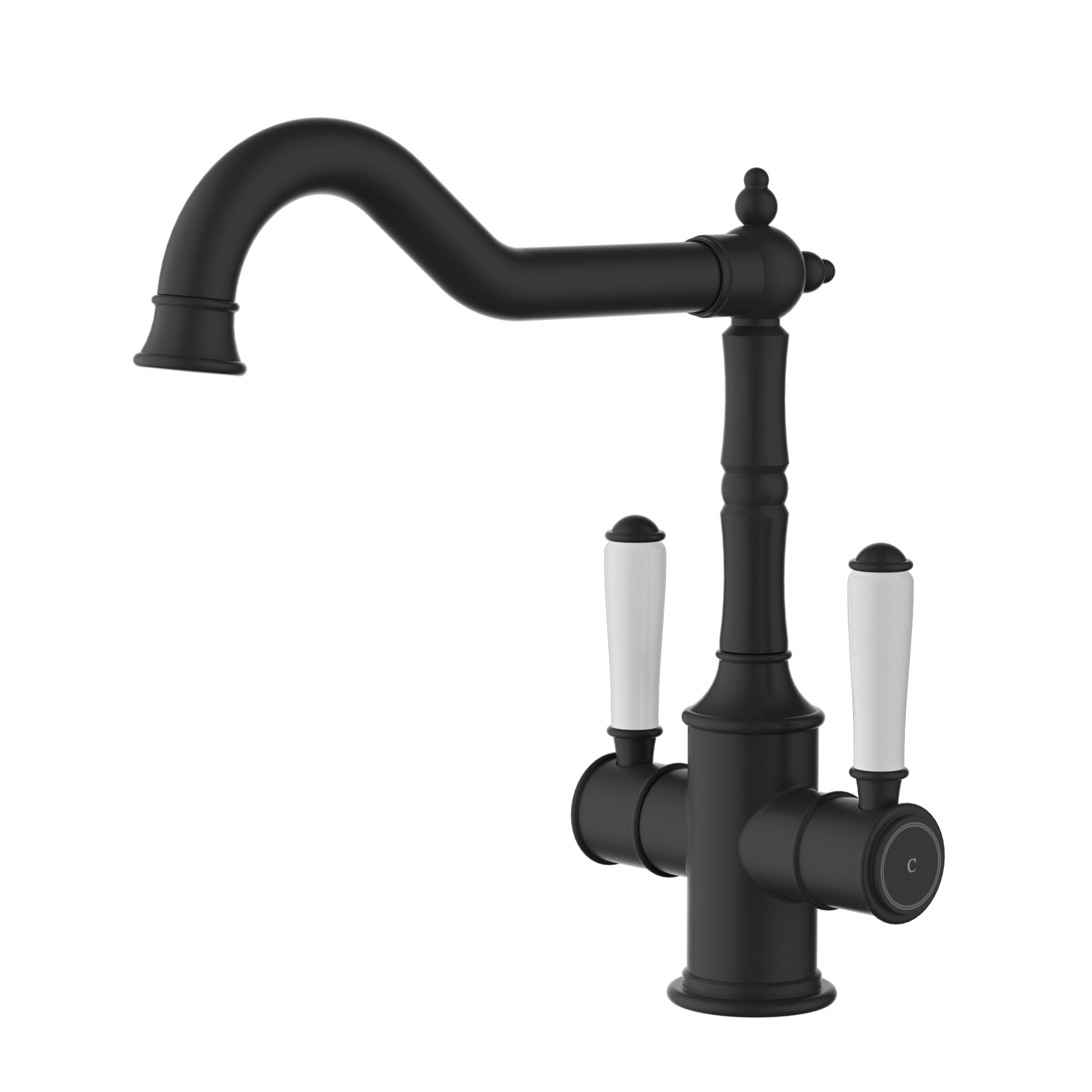 Hot! Clasico Twin Handle Sink Mixer with Matte Black Ceramic Handles