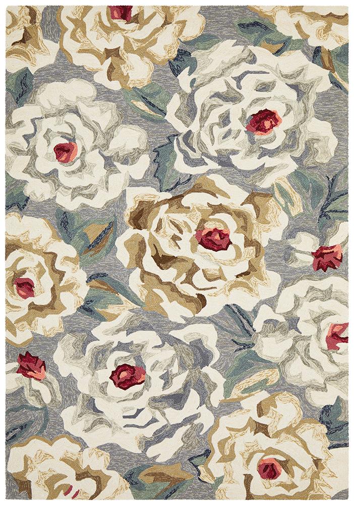 Amazing Deal! Copacabana Grey Gorgeous Peony Indoor-Outdoor Rug for Your Space
