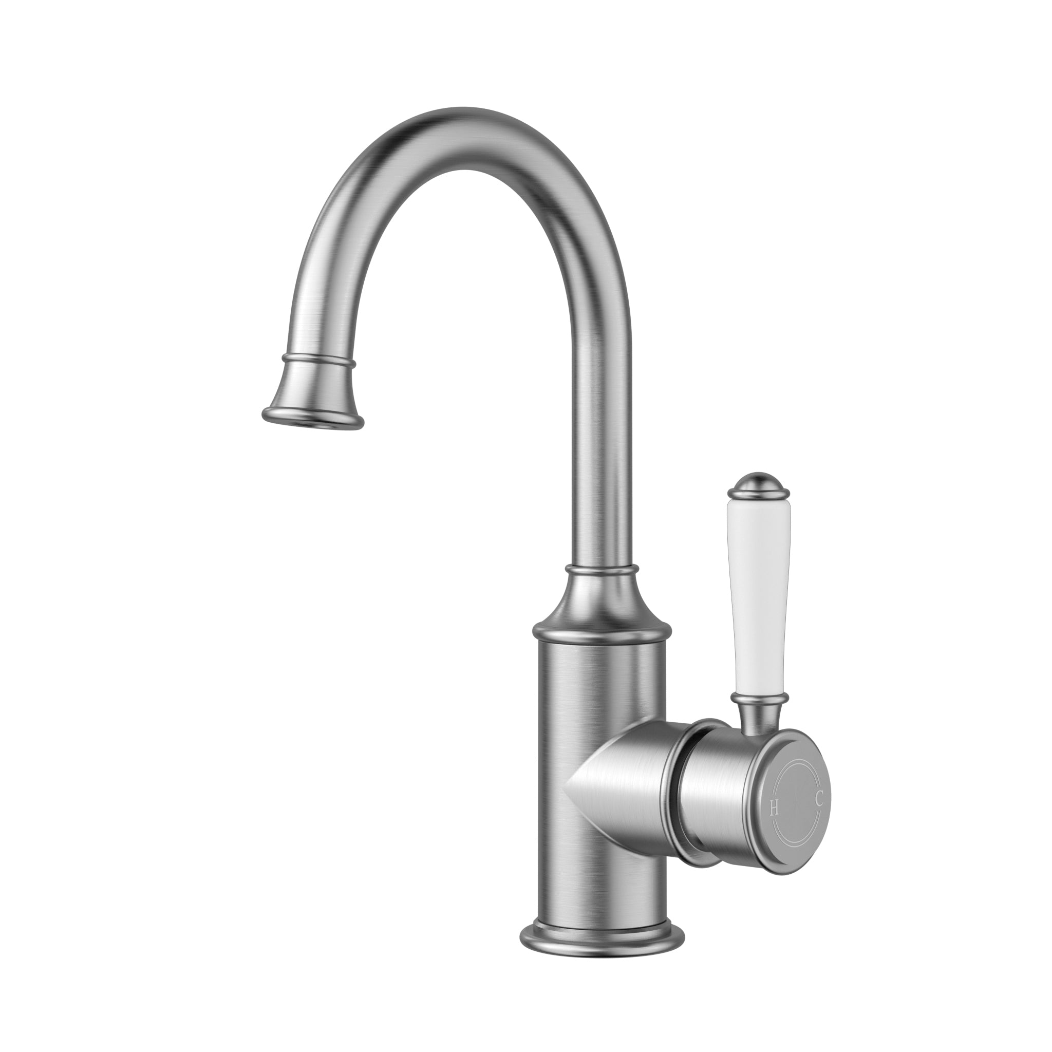 Hot Sale! Brushed Nickel Clasico Style Gooseneck Basin Mixer for Bathroom