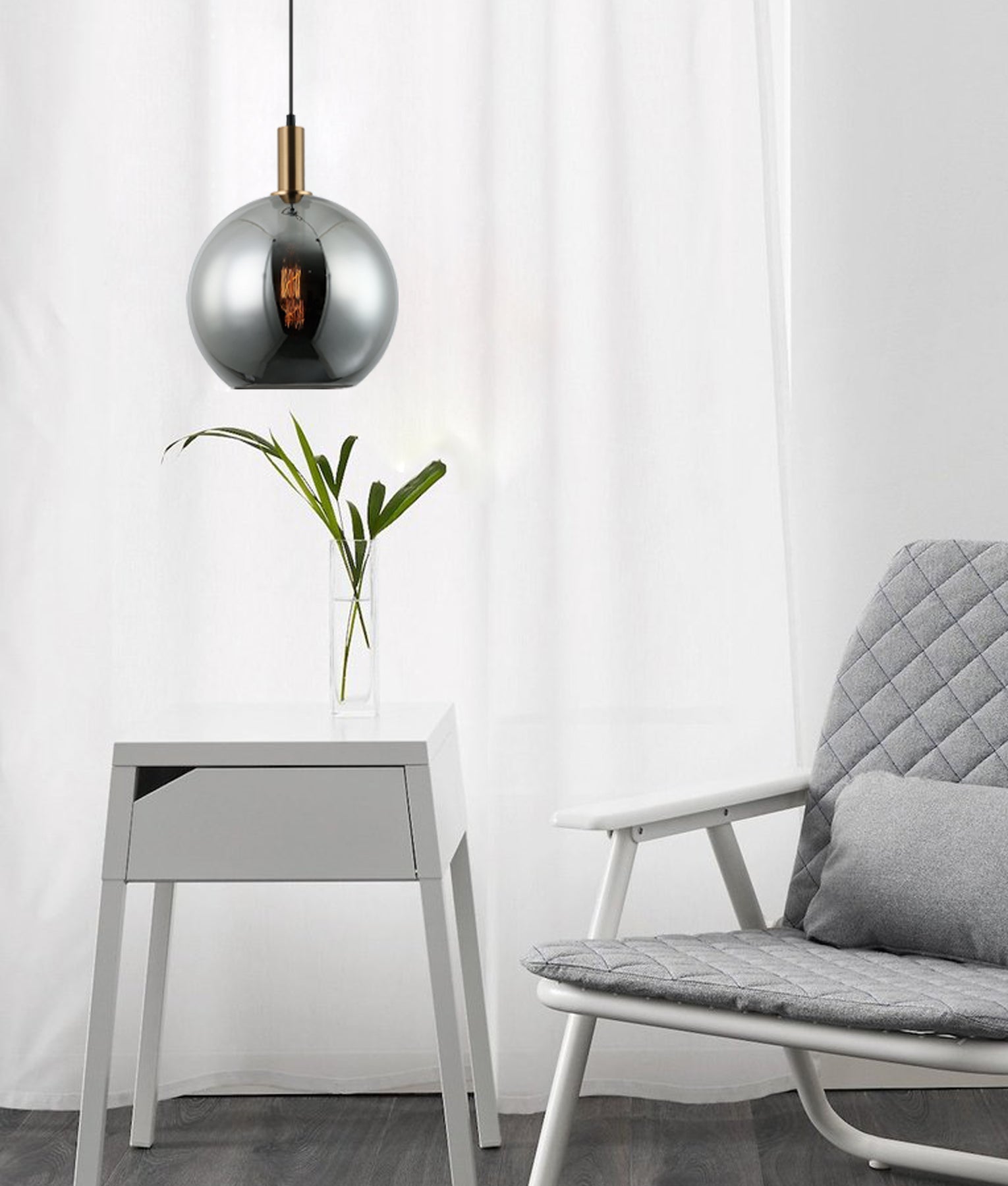 PATERA: Extended Bronze Highlighted Interior Glass Single Pendant Lights