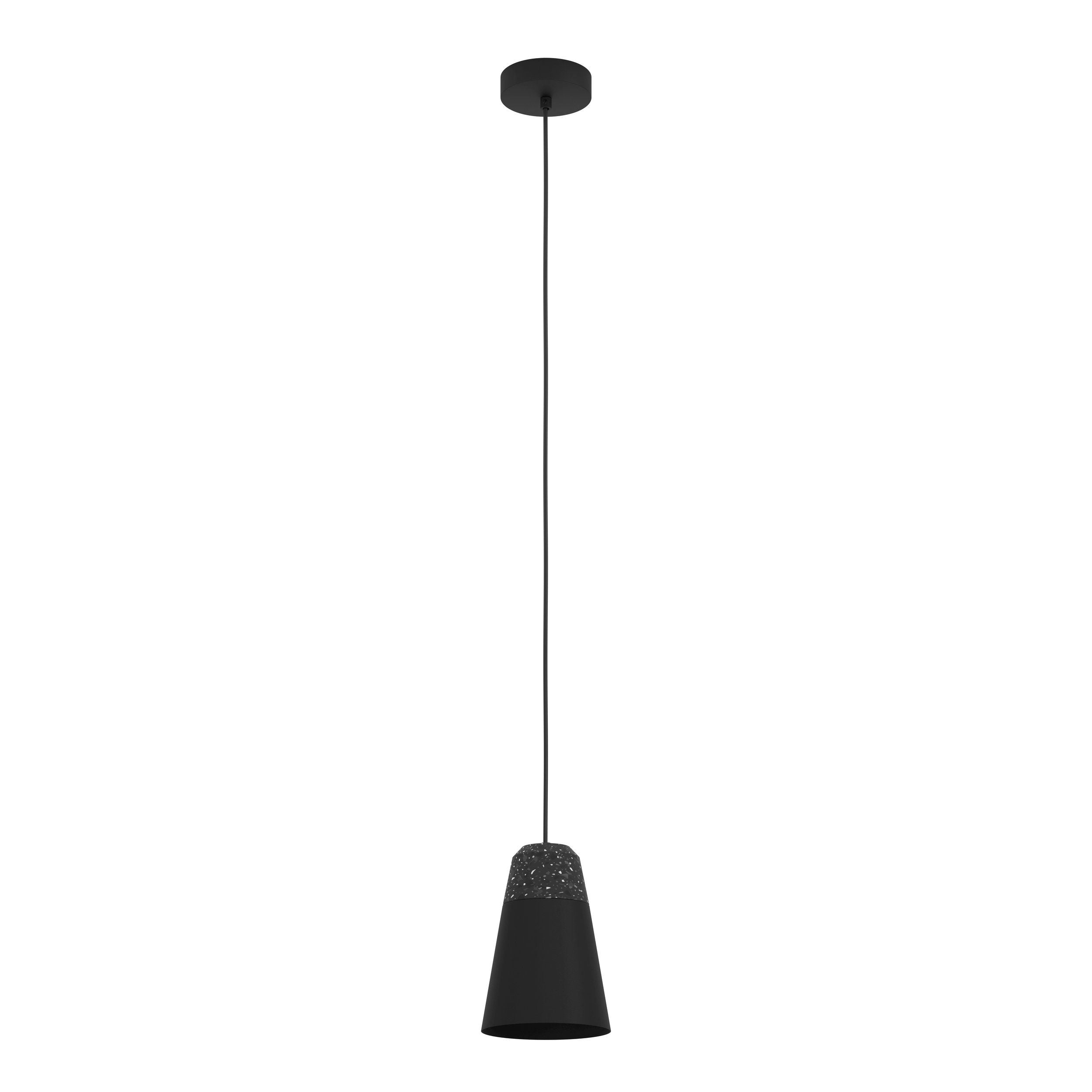 Nordic Style CANTERRAS Black Conical Pendant Light with Terrazzo Detailing