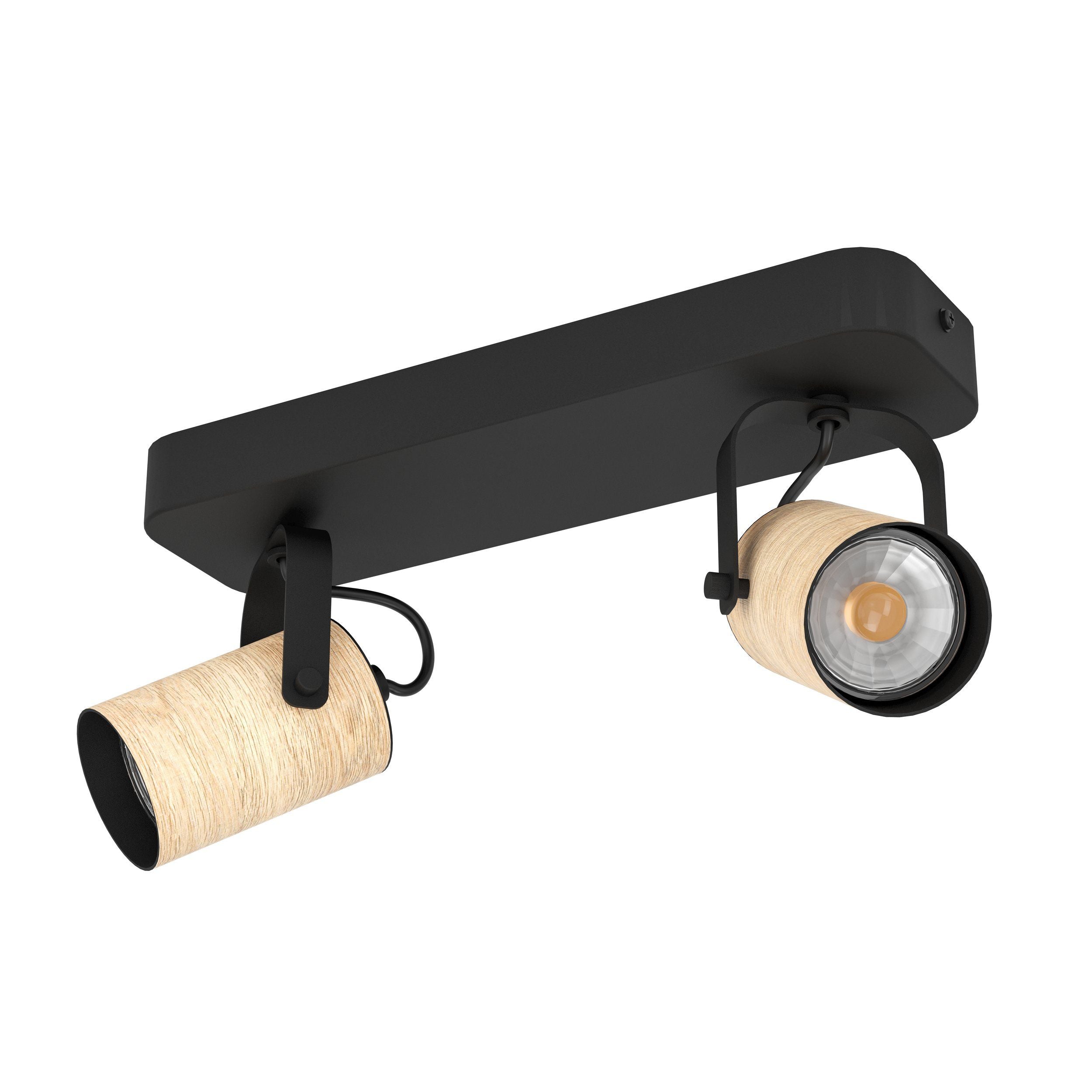 Black Steel and Brown Wood CAYUCA Directional Spotlight