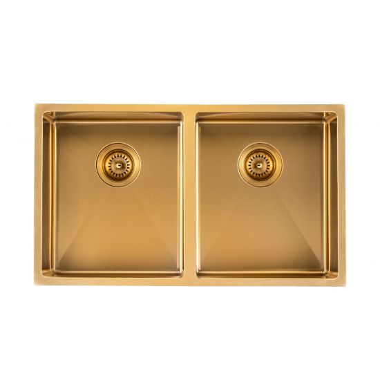 Hot Deal! 1.2mm Brushed Gold Kitchen Sink Set 820x457x230mm