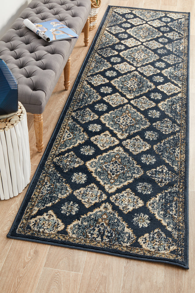 Exclusive Oxford Navy Runner Rug with Traditional Charm