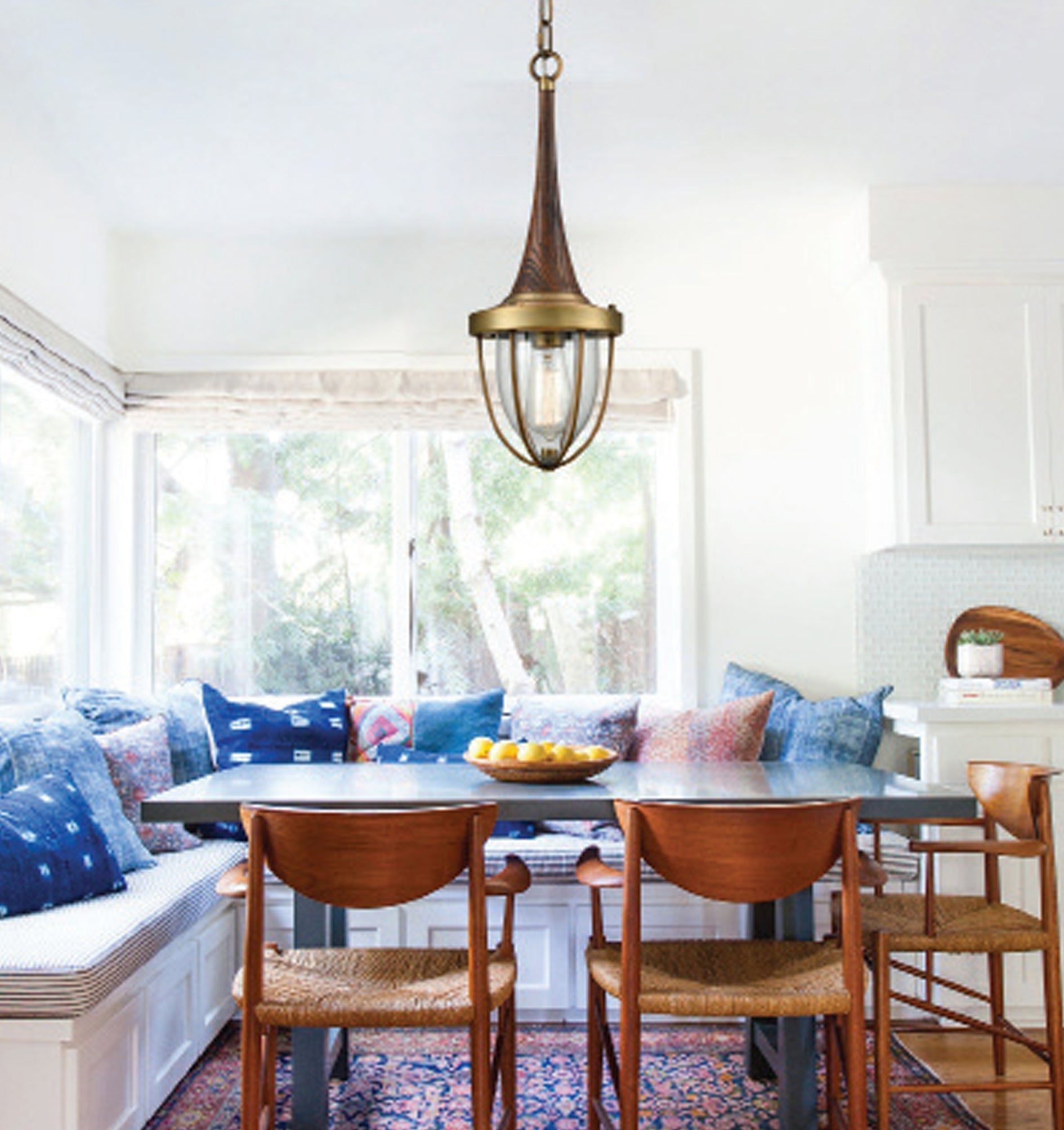 PENDOLO: Elegant Classic Replica Iron-Wood-Glass Pendant Light