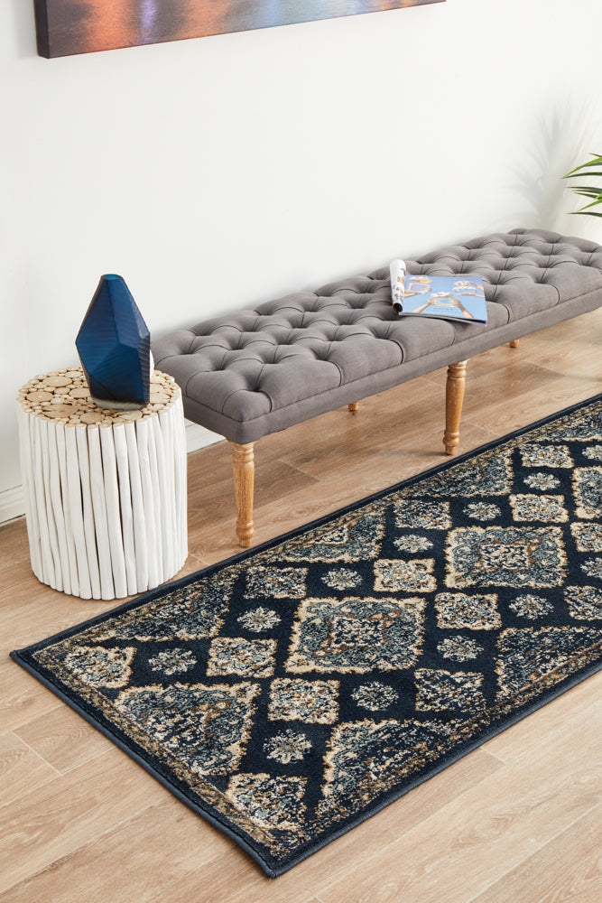 Exclusive Oxford Navy Runner Rug with Traditional Charm