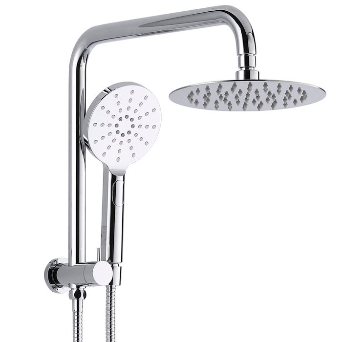 Hot Sale! PAVIA Chrome Round Twin Shower Half Rail with 200mm Top Inlet
