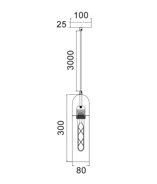 Hot Sale! Interior Round Top Glass Cylinder Pendant Light