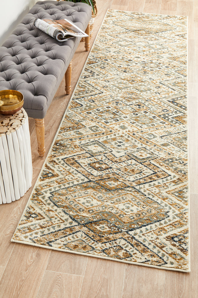 Elegant Oxford Tribe Bone Runner Rug with 11mm Soft Pile