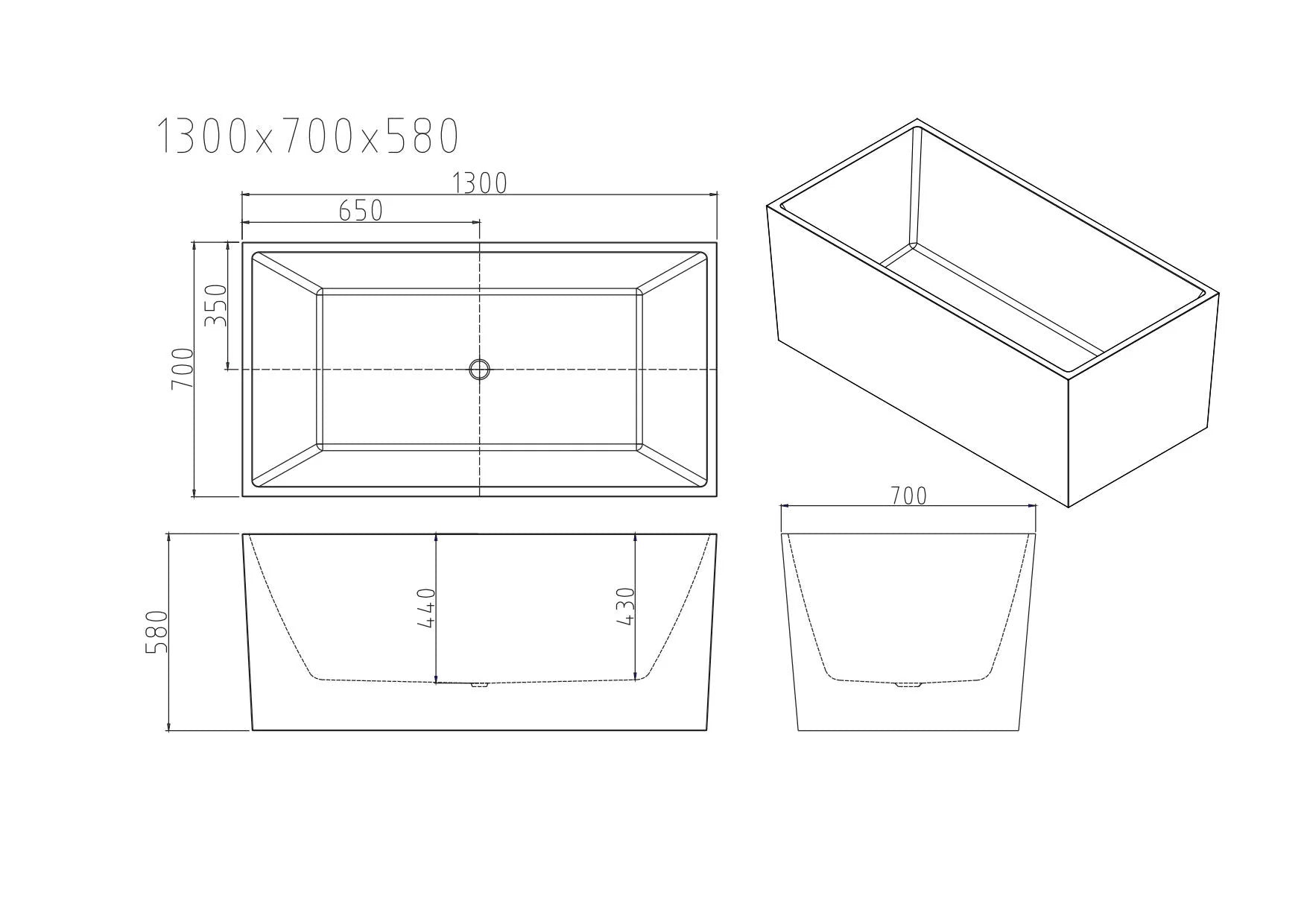 Special Offer! ORTA Freestanding Gloss White Bathtub in 1300/1400/1500/1700mm Sizes