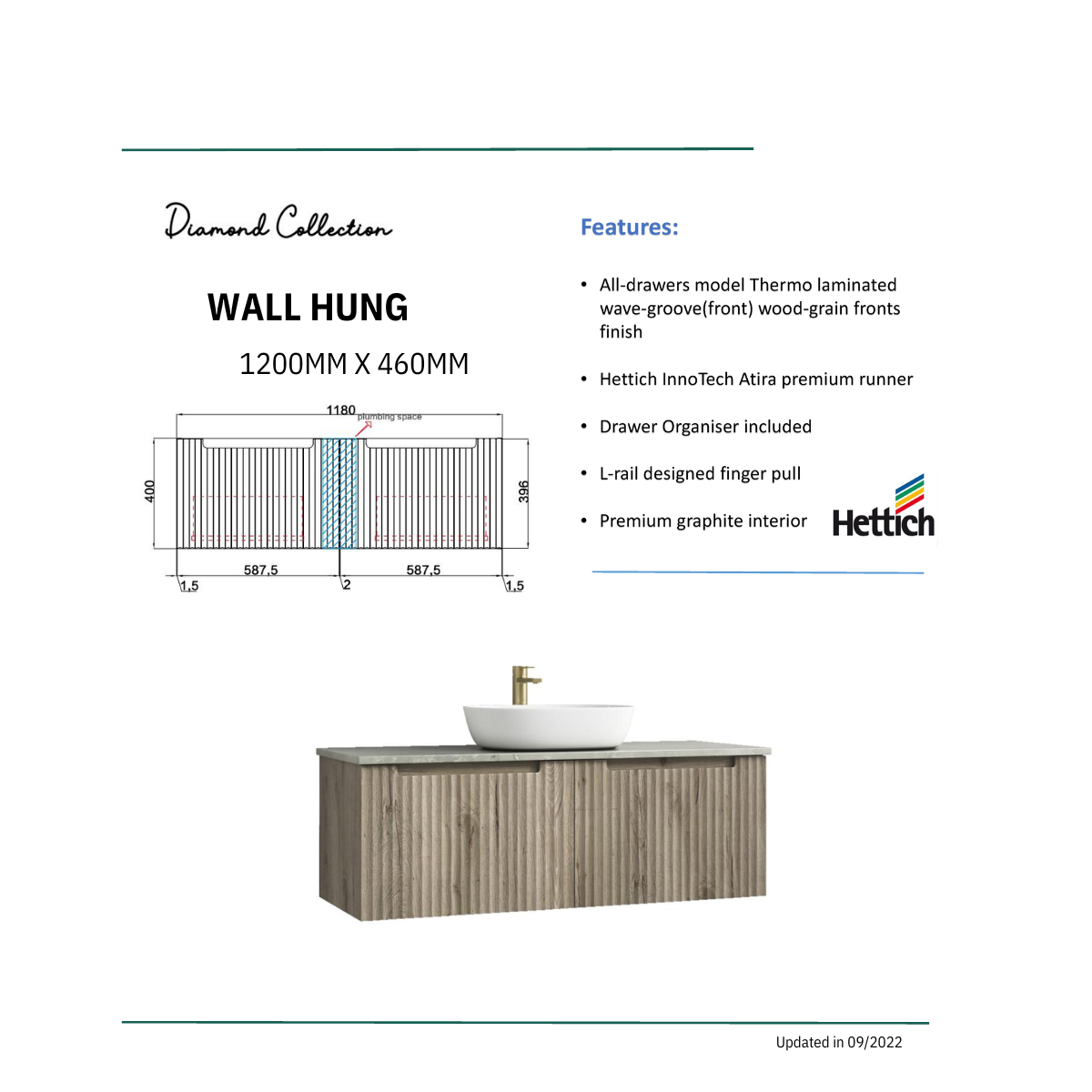 Exclusive CALDER Wall - Hung Vanity in Natural Oak (All Sizes)
