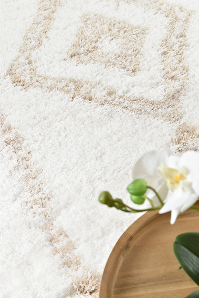 Cobi Soft Beige and White Machine-Made Rug 8745A for Modern Homes