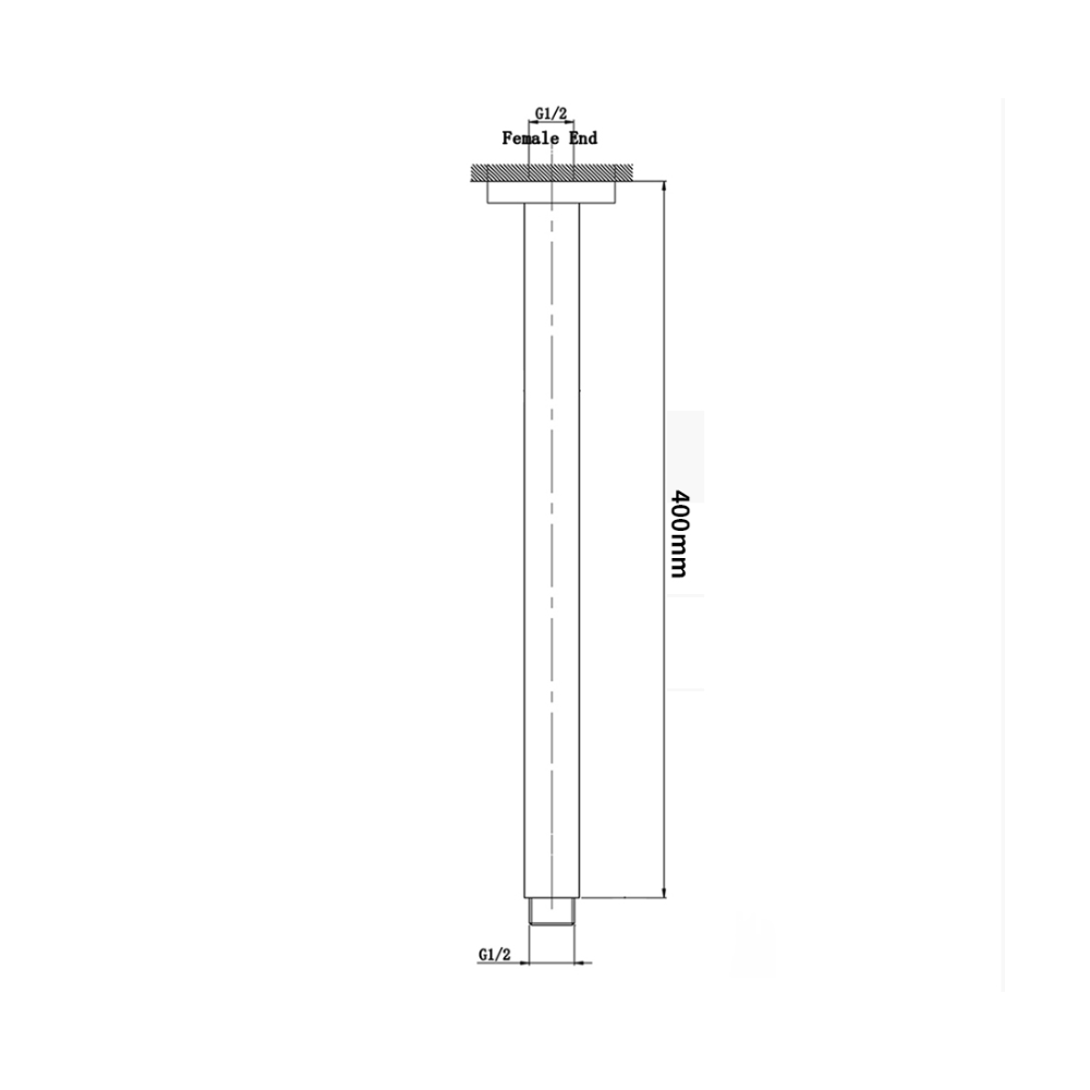 Cavallo 400mm Gun Metal Grey Square Ceiling Shower Arm - Luxury Sale