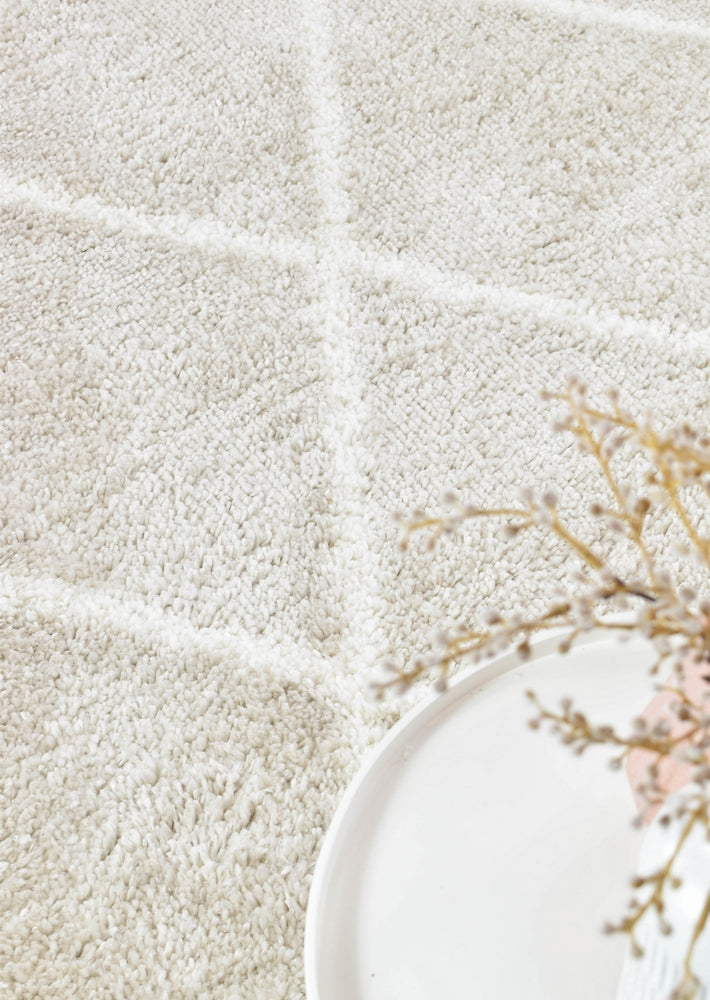 Hot Sale! Cream Beige Palermo Shaggy Machine - Made Rug 1562A for Home Decor