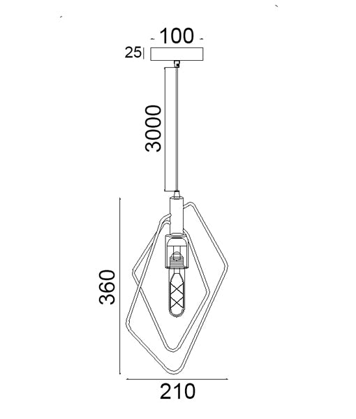 Interior Black Iron Wire Diamond-Shaped Single Pendant Light
