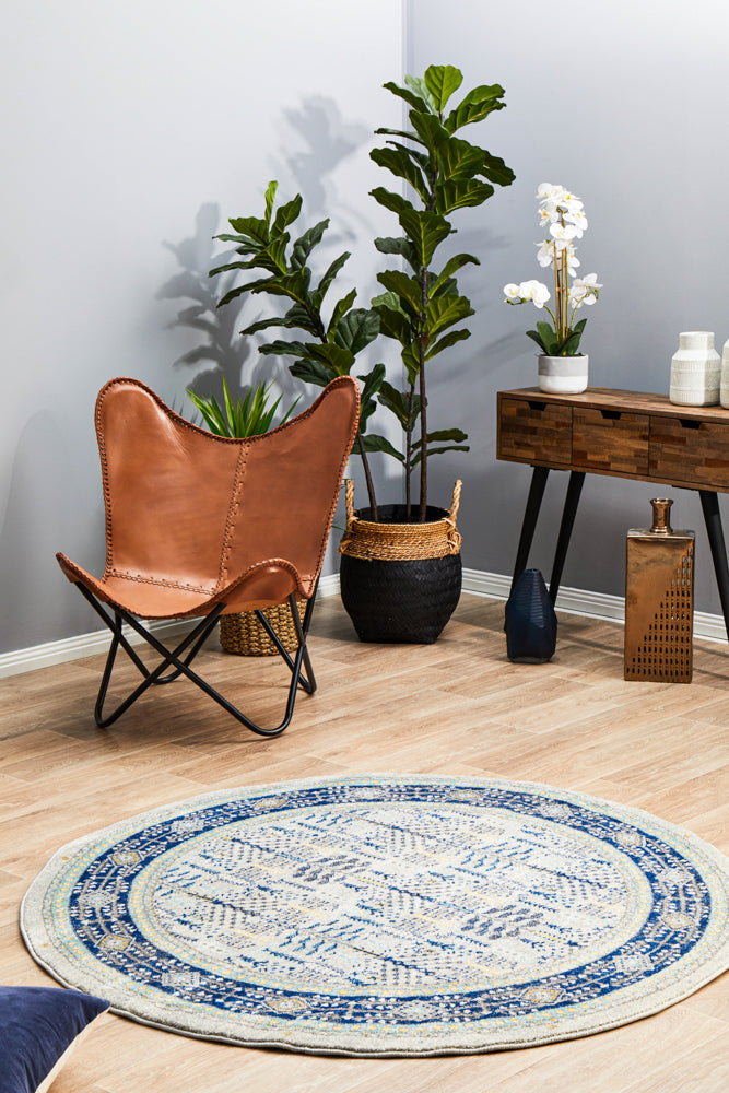Hot! Century Blue Round Rug 988