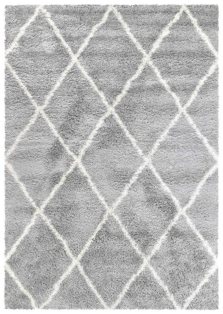 Grey Palermo Shaggy Machine-Made Rug 1562A - Easy Care and Stylish Home Addition