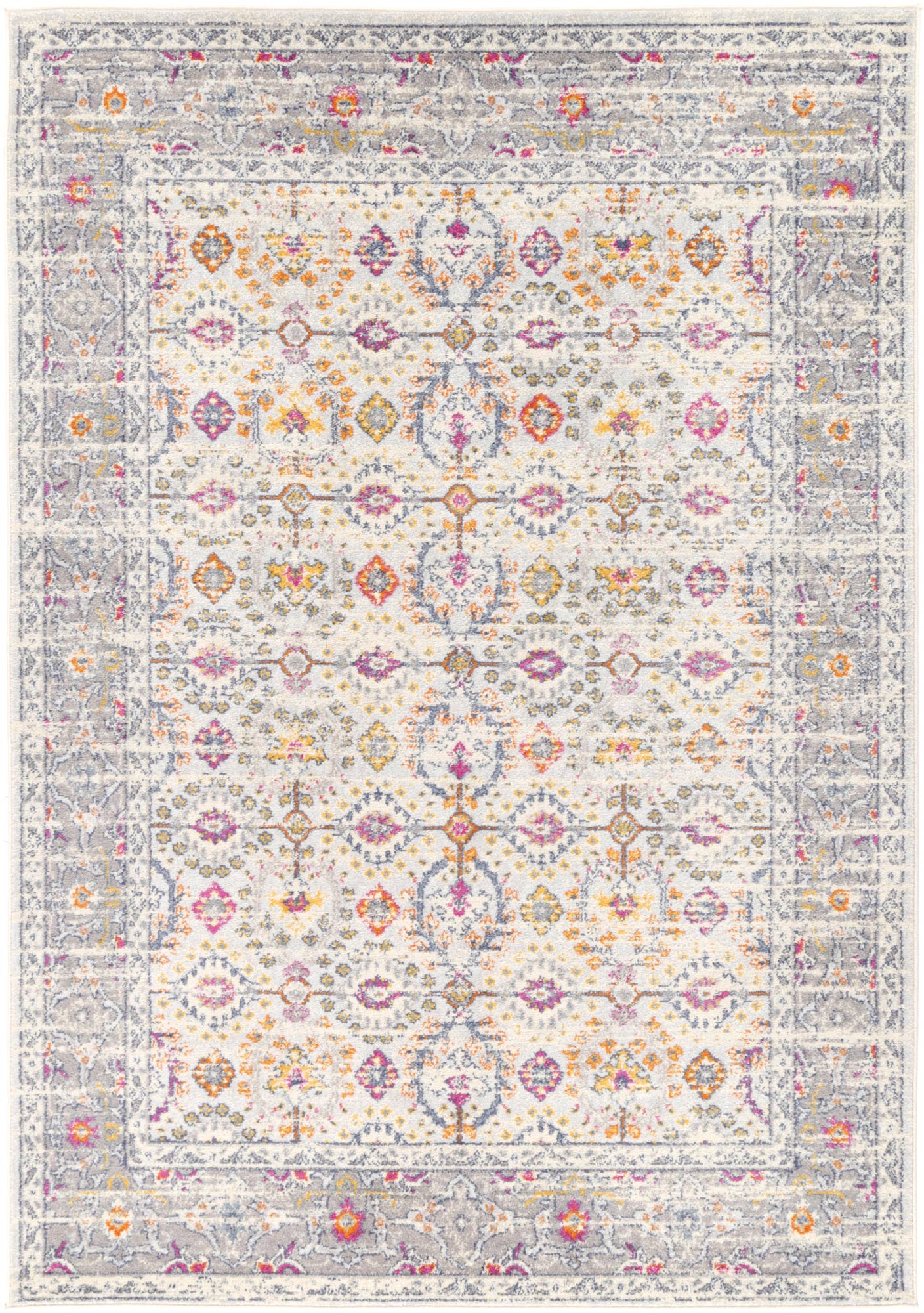 Palermo Nerium Durable Power - Loomed Cream Rug with Traditional Sunset Colors