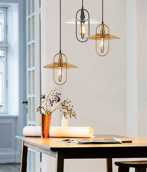 Stylish Oblong Iron and Glass Interior Single Pendant Lights