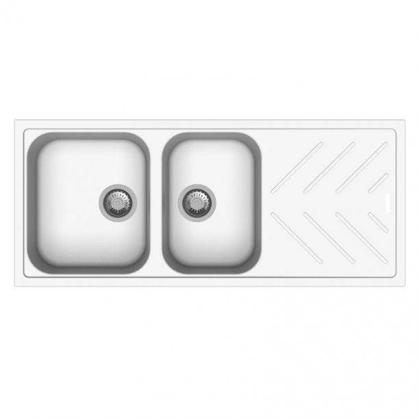 CARYSIL BEETHOVEN White Granite 1160x500mm Single and 3/4 Kitchen Sink with Drainboard