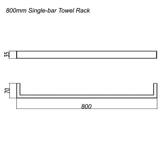 800mm Cavallo Single Towel Rail in Brushed Nickel - Great Deal!