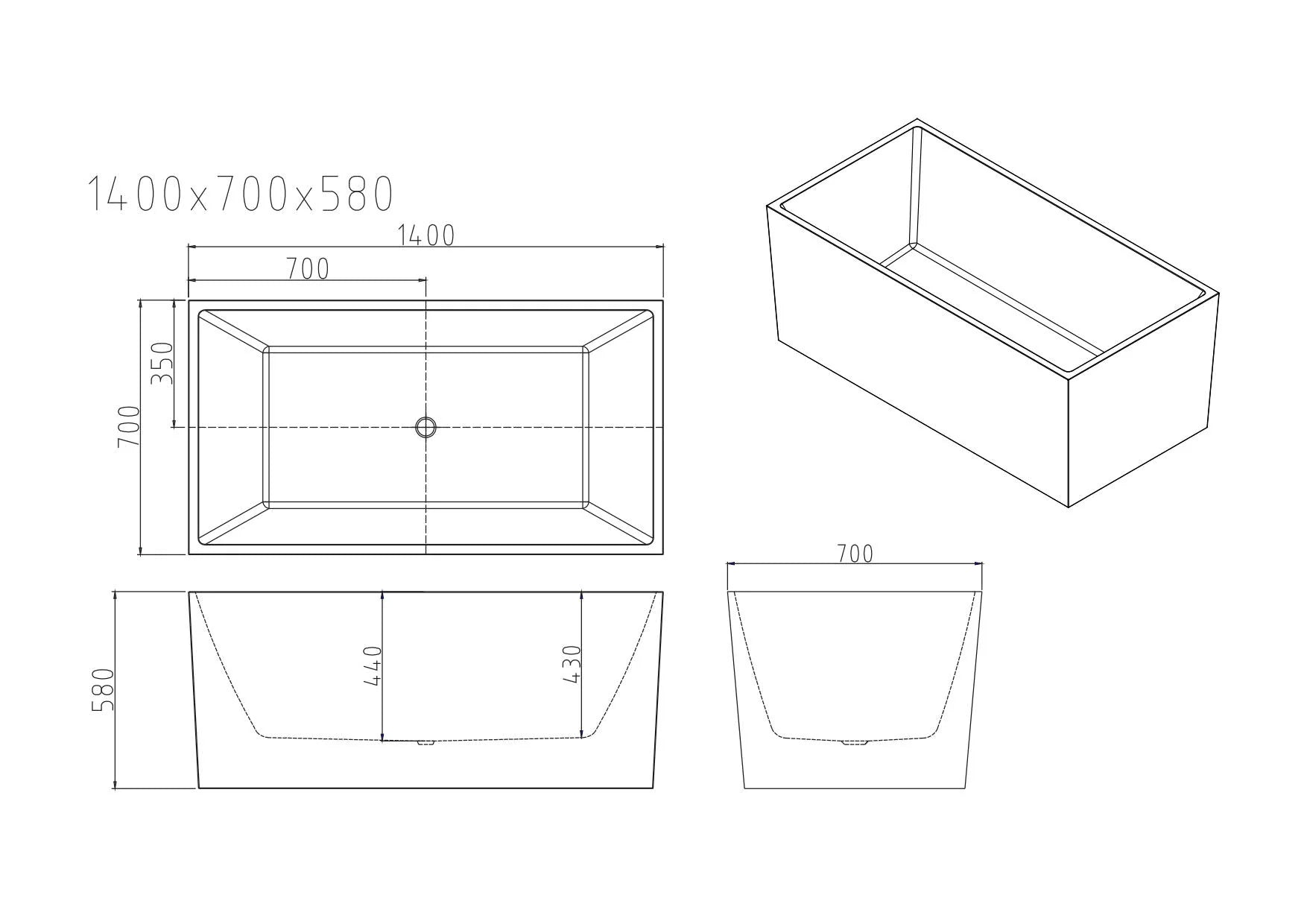 Special Offer! ORTA Freestanding Gloss White Bathtub in 1300/1400/1500/1700mm Sizes