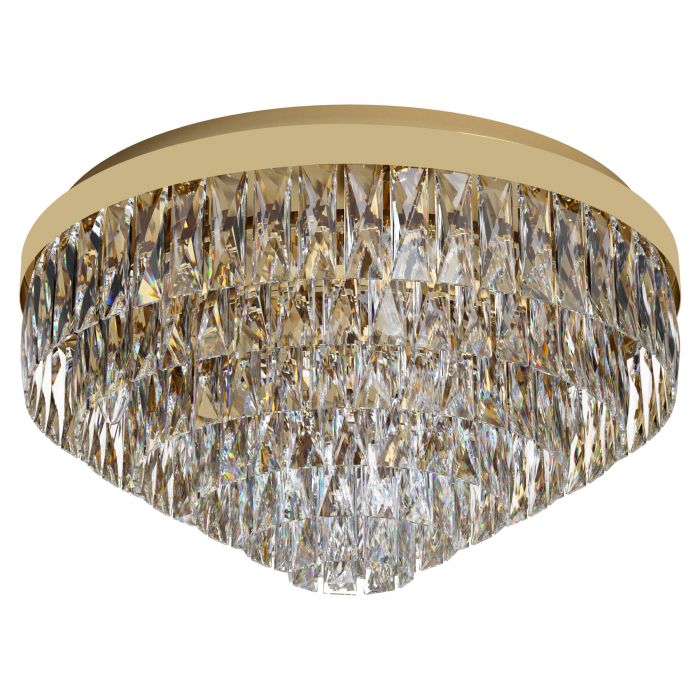 Hot Sale! VALPARAISO Ceiling Light with 58 Clear Crystal in Gold-Coloured Steel Enclosure