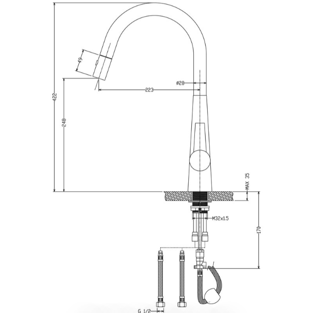 Luxury Chrome Pull-Out Otus Sink Mixer