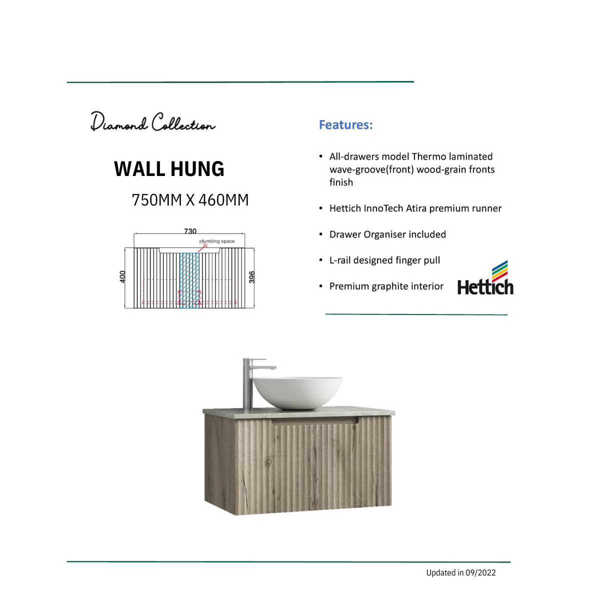 Exclusive CALDER Wall - Hung Vanity in Natural Oak (All Sizes)