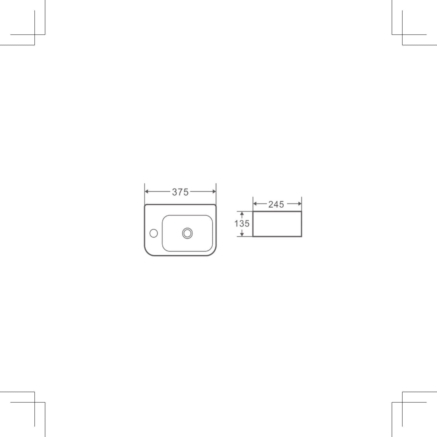 Mini 37L/MINI 37R Compact Rectangle Wall - Hung Basin (375x245x135mm)