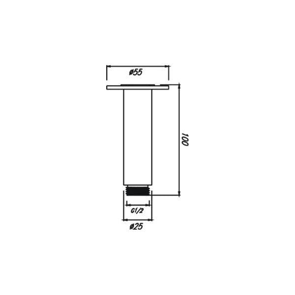 Get a Luxurious Shower with Chris Brushed Nickel Ceiling Shower Arms in 100mm, 200mm, 300mm & 400mm